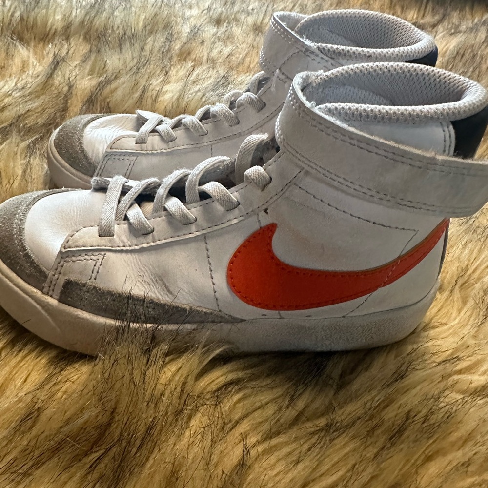 Kids High-Top Nike Blazers with Orange Swoosh